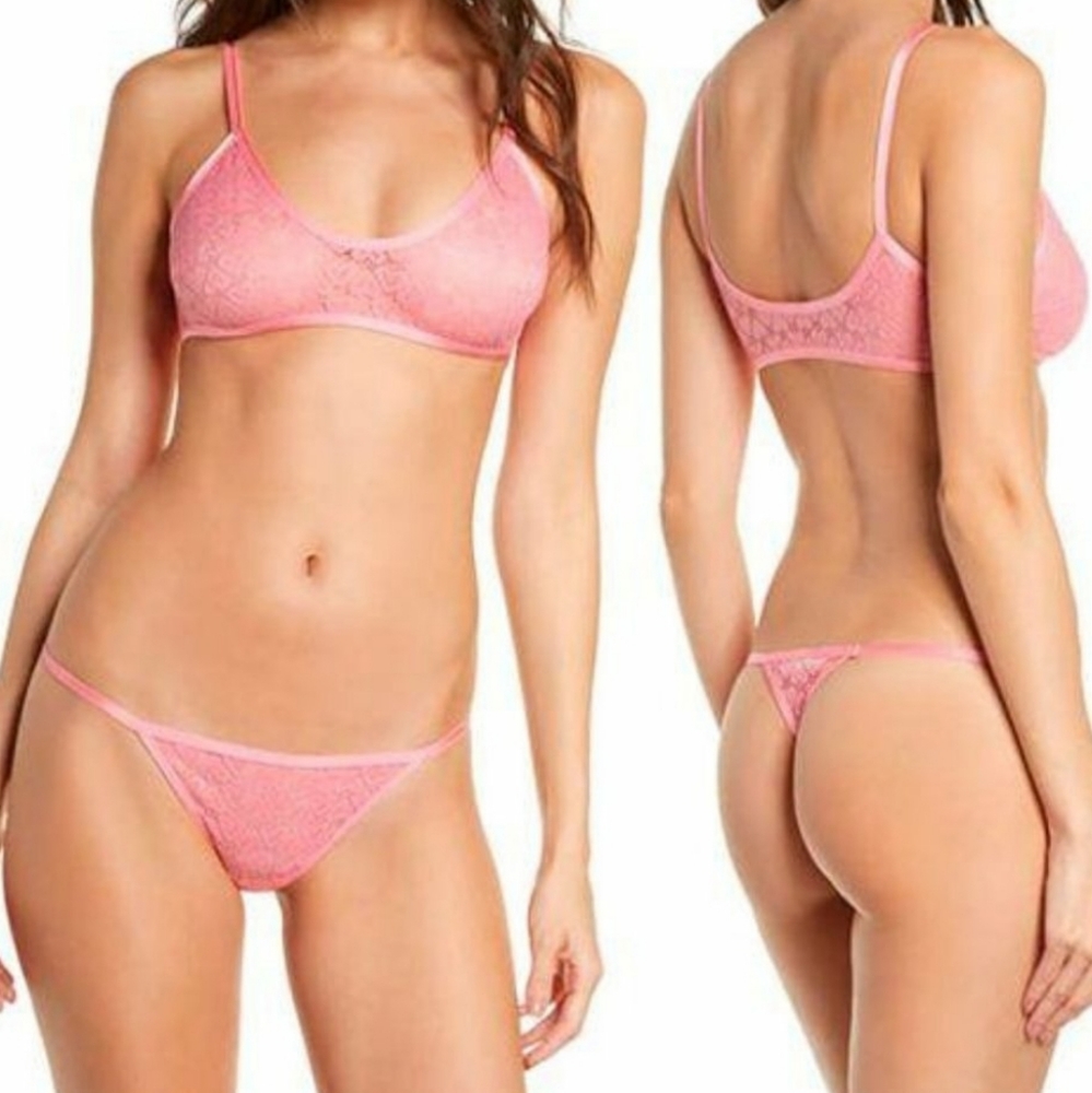 Intimately FP Kelly Heart Lace Bralette Thong Set